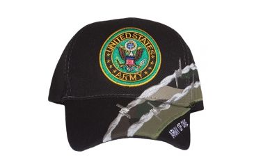 Image of Fox Outdoor Embroidered Military Ball Cap, Army Barbwire / Black, 78-540
