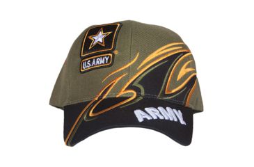 Image of Fox Outdoor Embroidered Military Ball Cap, Army Shark Fin / OD with Black, 78-405