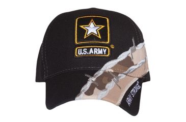 Image of Fox Outdoor Embroidered Military Ball Cap, Army Star Barbwire / Black, 78-541