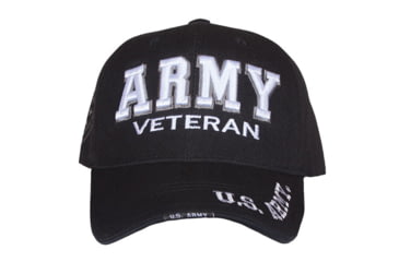 Image of Fox Outdoor Embroidered Military Ball Cap, Army Veteran with Shadow / Black, 78-550