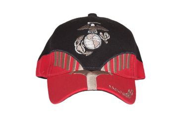 Image of Fox Outdoor Embroidered Military Ball Cap, Marines Heritage / Black with Red, 78-447