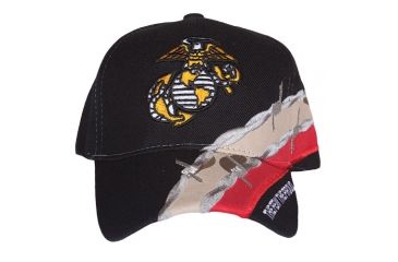 Image of Fox Outdoor Embroidered Military Ball Cap, Marines Logo Barbwire / Black, 78-543