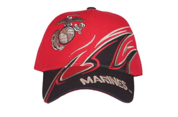 Image of Fox Outdoor Embroidered Military Ball Cap, Marines Shark Fin/ Red with Black, 78-406