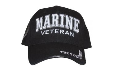 Image of Fox Outdoor Embroidered Military Ball Cap, Marines Veteran with Shadow / Black, 78-551