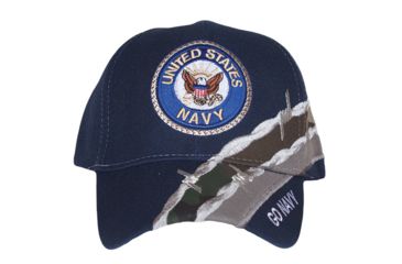 Image of Fox Outdoor Embroidered Military Ball Cap, Navy Barbwire / Navy, 78-544