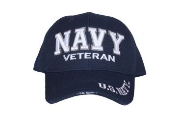 Image of Fox Outdoor Embroidered Military Ball Cap, Navy Veteran with Shadow / Navy, 78-552