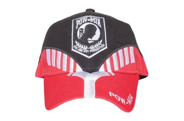 Image of Fox Outdoor Embroidered Military Ball Cap, POW / MIA Heritage / Black with Red, 78-4455