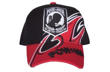 Image of Fox Outdoor Embroidered Military Ball Cap, POW / MIA Shark Fin / Black with Red, 78-4441