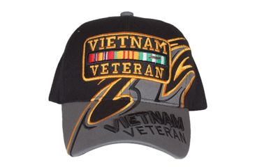 Image of Fox Outdoor Embroidered Military Ball Cap, Vietnam Veteran Shark Fin / Black with Grey, 78-4521