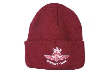 Image of Fox Outdoor Embroidered Watch Cap, Israeili Paratooper / Burgundy with White Logo, 71-342