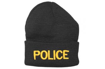 Image of Fox Outdoor Embroidered Watch Cap, Police / Black with Gold Text, 71-305