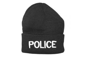 Image of Fox Outdoor Embroidered Watch Cap, Police / Black with White Text, 71-30
