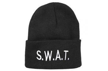 Image of Fox Outdoor Embroidered Watch Cap, S.W.A.T. / Black with White Text, 71-36