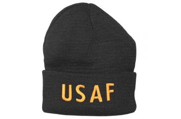 Image of Fox Outdoor Embroidered Watch Cap, USAF / Black with Gold Text, 71-341