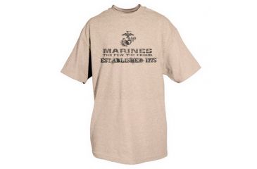 Image of Fox Outdoor Marines One-Sided Imprinted T-Shirt, Marines Established Vintage / Sand, Large, 63-995 L