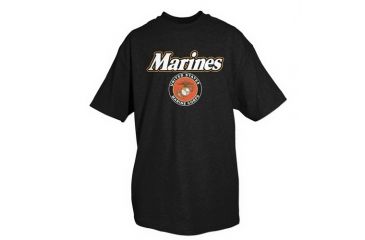Image of Fox Outdoor Marines One-Sided Imprinted T-Shirt, Marines Logo / Black, Small, 63-957 S