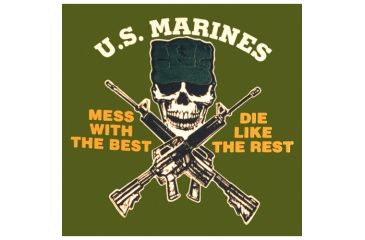 Image of Fox Outdoor Marines One-Sided Imprinted T-Shirt, US Marines Mess with Best / Olive Drab, Medium, 64-54 M