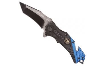 Image of Fox Outdoor Military Rescue Folding Knife, Black/Blue, 15-1563