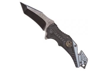 Image of Fox Outdoor Military Rescue Folding Knife, Black/Grey, 15-1562
