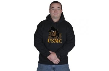 Image of Fox Outdoor Pullover Hoodie Sweatshirt, Marines Bulldog - Black, 2XL, 64-8518 XXL