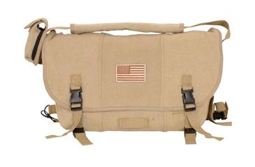 Image of Fox Outdoor Retro Courier Shoulder Bag, Khaki, USA Flag 099598430863