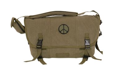 Image of Fox Outdoor Retro Courier Shoulder Bag, Olive Drab, Peace Sign 099598430849