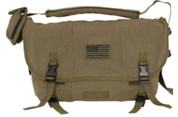 Image of Fox Outdoor Retro Courier Shoulder Bag, Olive Drab, USA Flag 099598430825