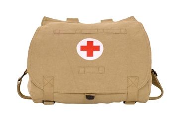 Image of Fox Outdoor Retro Hungarian Shoulder Bag, Khaki, Red Cross 099598432652