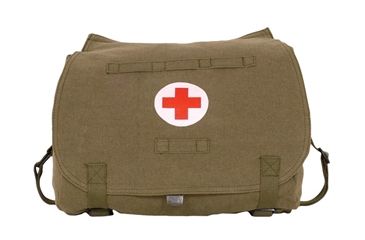 Image of Fox Outdoor Retro Hungarian Shoulder Bag, Olive Drab, Red Cross 099598432607