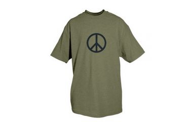 Image of Fox Outdoor Themed One-Sided Imprinted T-Shirts, Peace Sign / Olive Drab, Large, 64-5415 L