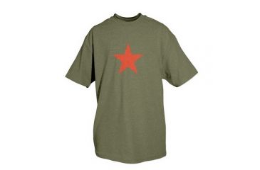 Image of Fox Outdoor Themed One-Sided Imprinted T-Shirts, Red Star / Olive Drab, Large, 64-546 L