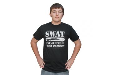 Image of Fox Outdoor Themed One-Sided Imprinted T-Shirts, SWAT Silent &amp; Violent / Black, Large, 64-6162 L