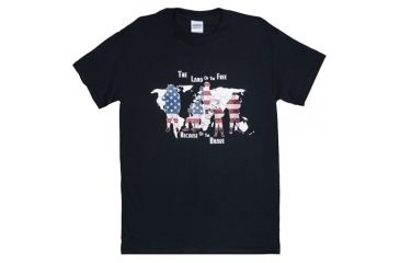 Image of Fox Outdoor Themed One-Sided Imprinted T-Shirts, The Land Of The Free / Black, Small, 63-462 S