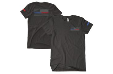 Image of Fox Outdoor Two-Sided Imprinted T-Shirt, USA Flag/Thin Blue &amp; Red Line / Black, Large 63-4835 L