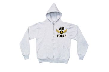 Image of Fox Outdoor Zip Front Hooded Sweatshirt, Air Force Wings - Grey, Small, 64-877 S