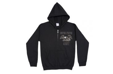 Image of Fox Outdoor Zip Front Hooded Sweatshirt, Army Eagle - Black, Small, 64-8455 S