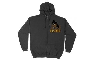 Image of Fox Outdoor Zip Front Hooded Sweatshirt, Marines Bulldog - Black, Large, 64-857 L
