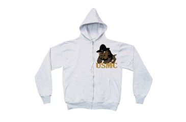 Image of Fox Outdoor Zip Front Hooded Sweatshirt, Marines Bulldog - Grey, Extra Large, 64-856 XL