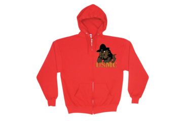 Image of Fox Outdoor Zip Front Hooded Sweatshirt, Marines Bulldog - Red, Large, 64-858 L