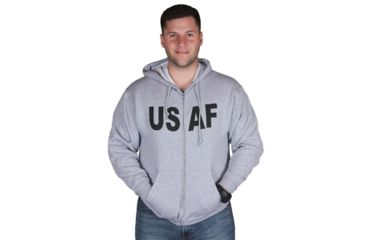 Image of Fox Outdoor Zip Front Hooded Sweatshirt, USAF - Grey, 3XL, 64-87 3XL