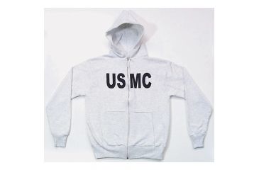 Image of Fox Outdoor Zip Front Hooded Sweatshirt, USMC - Grey, Large, 64-85 L