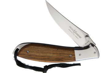 Image of Fox Pheasant Linerlock Folding Knife, 3.5 satin finish 12C27 Sandvik stainless clip poi, Bocote wood handle, 01FX164