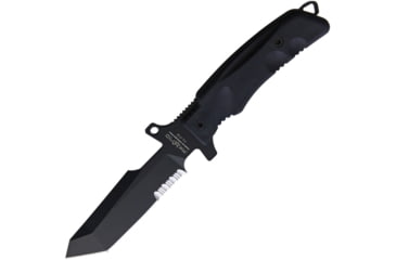 Image of Fox Predator 1 Fixed Blade Knife, 5 black finish partially serrated Bohler N690 sta, Black Forprene handle, 02FX160