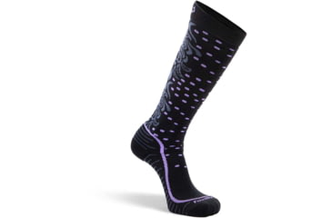 Image of Fox River Falling Leaf Lightweight Over-the-Calf Ski and Snowboard Sock - Womens, Black, Small, 107340