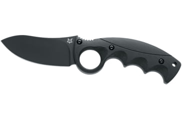 Image of Fox Russ Kommer Alaska Fixed Blade Knife, 3.63 black coated Becut steel blade, Black finger grooved G10 handle, FX-620B