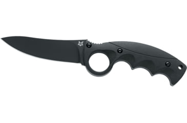 Image of Fox Russ Kommer Alaska Fixed Blade Knife, 4.25 black coated Becut steel blade, Black finger grooved G10 handle, FX-621B