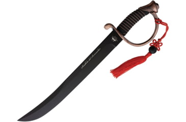 Image of Fox Sommelier Saber Black Knife, 15.75 black finish T6MoV stainless blade, Black wire wrapped handle, 09FX2007