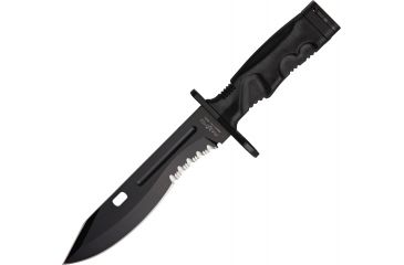Image of Fox Spartan 2 Leonida Bayonet Fixed Blade Knife,7.25in,Partially Serrated Blade,Black Forprene Handle FOX0193001
