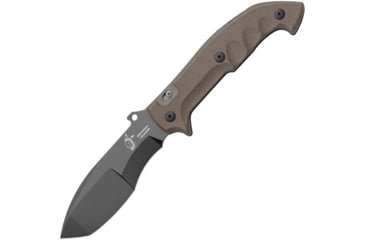 Image of Fox Tracker Meskwaki Fixed Blade Knife, 6.75in Closed, 5.25in Black Bohler N690 SS Blade, Dark Earth G10 Handle, Tan Cordura Belt Sheath, Dark Earth, 01FX501