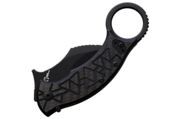 Image of Fox Tribal K Karambit CF Folding Knife, 4.5in Closed, 2.25in Black Oxide Bohler N690 Stainless Karambit Blade, Black G10 Handle w/ Carbon Fiber Onlay, 802CG10